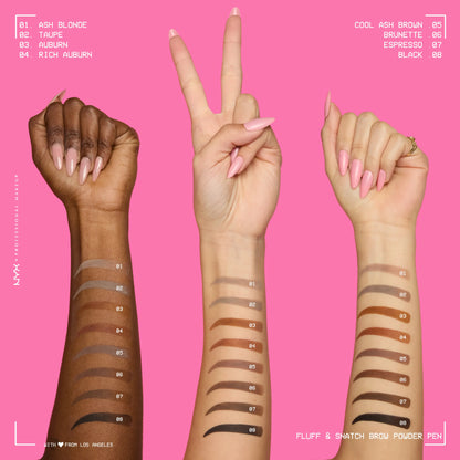 [NEW & EXCLUSIVE] Fluff & Snatch Brow Powder Pen, 24H Wear, Cream to Powder Eyebrow, Transfer-Resistant Formula, NYX Professional Makeup
