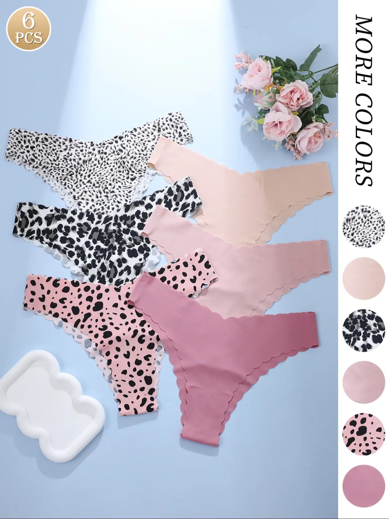 Seamless Scallop Trim Women's Panties - Comfortable, Breathable, Antibacterial Underwear in Casual Style