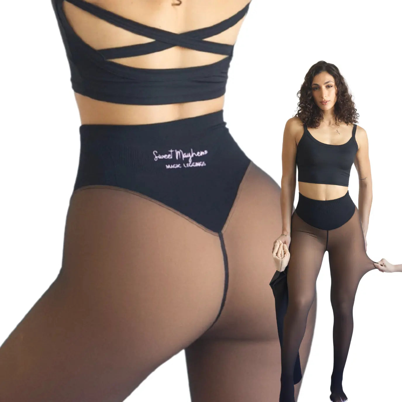 Compression Band and Seamless Option: Original Magic Fleece Lined Leggings - Sizes XXS to 3XL - Available in 4 Colors - Closed Foot Design - Plus Size and Light to Brown Fur Options