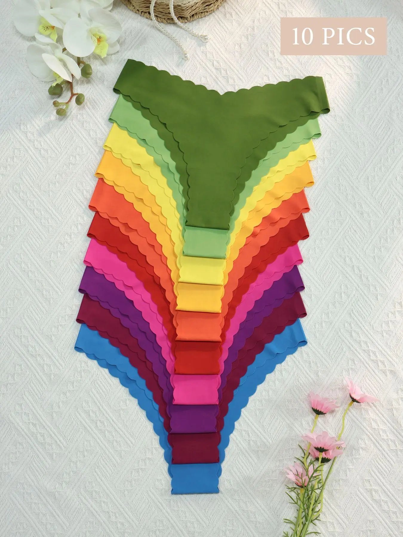 Seamless Scallop Trim Women's Panties - Comfortable, Breathable, Antibacterial Underwear in Casual Style