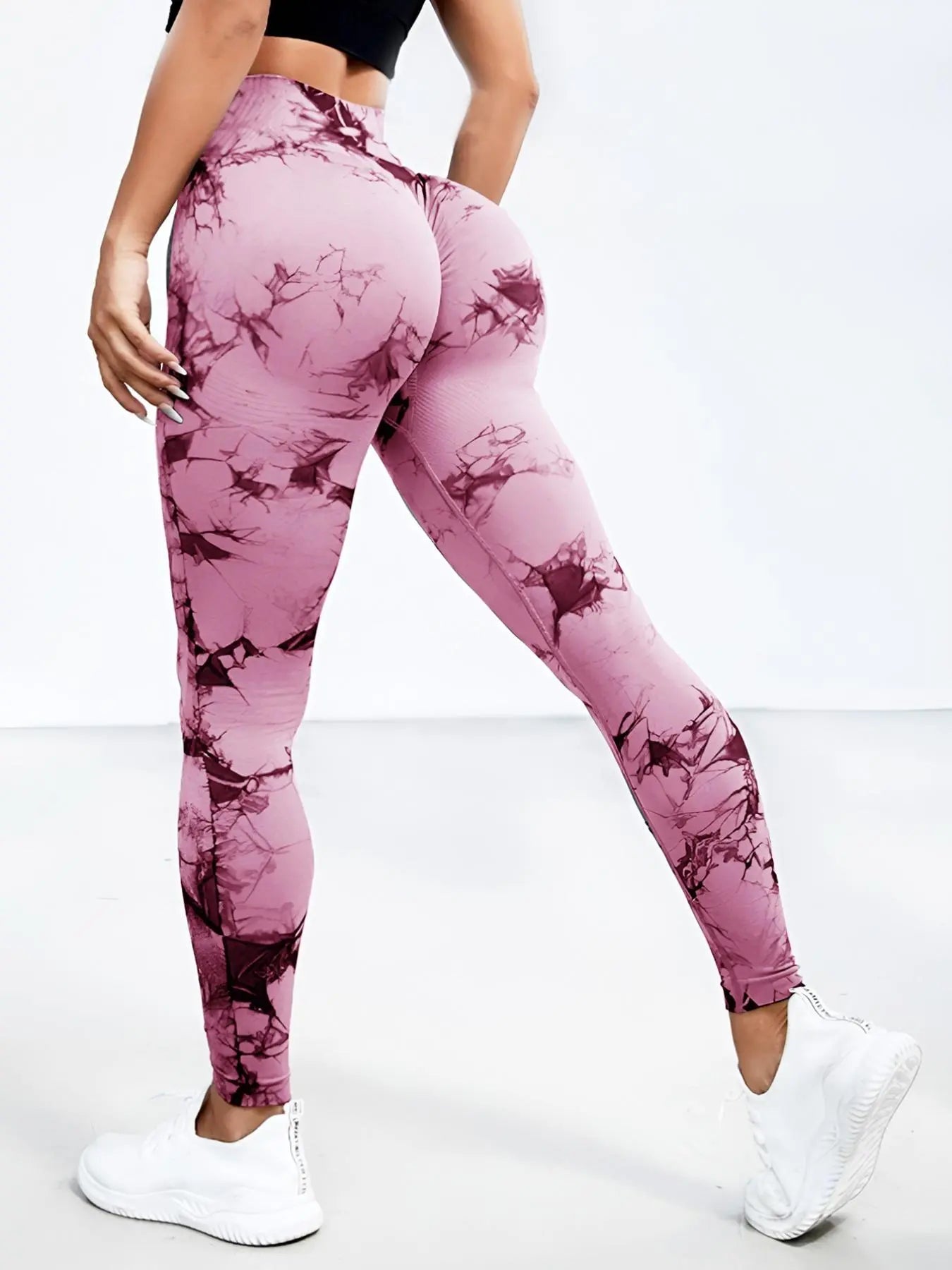 Women's High Waist Tie Dye Yoga Pants - Breathable Fitted Leggings, Seamless Stretch Workout Tights, Plus Size Options Available