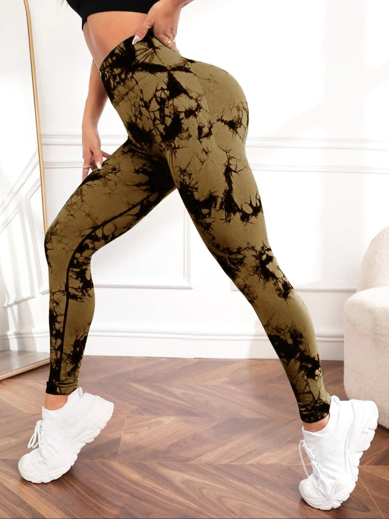 Women's High Waist Tie Dye Yoga Pants - Breathable Fitted Leggings, Seamless Stretch Workout Tights, Plus Size Options Available