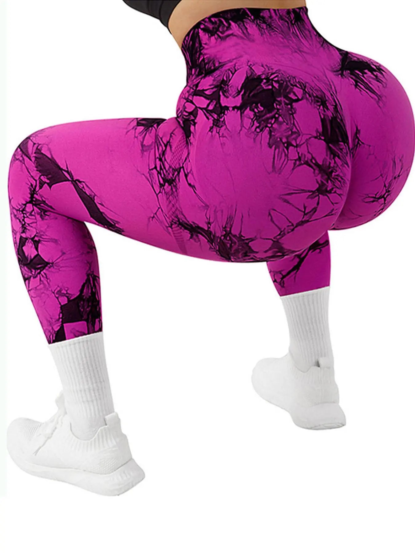 Women's High Waist Tie Dye Yoga Pants - Breathable Fitted Leggings, Seamless Stretch Workout Tights, Plus Size Options Available