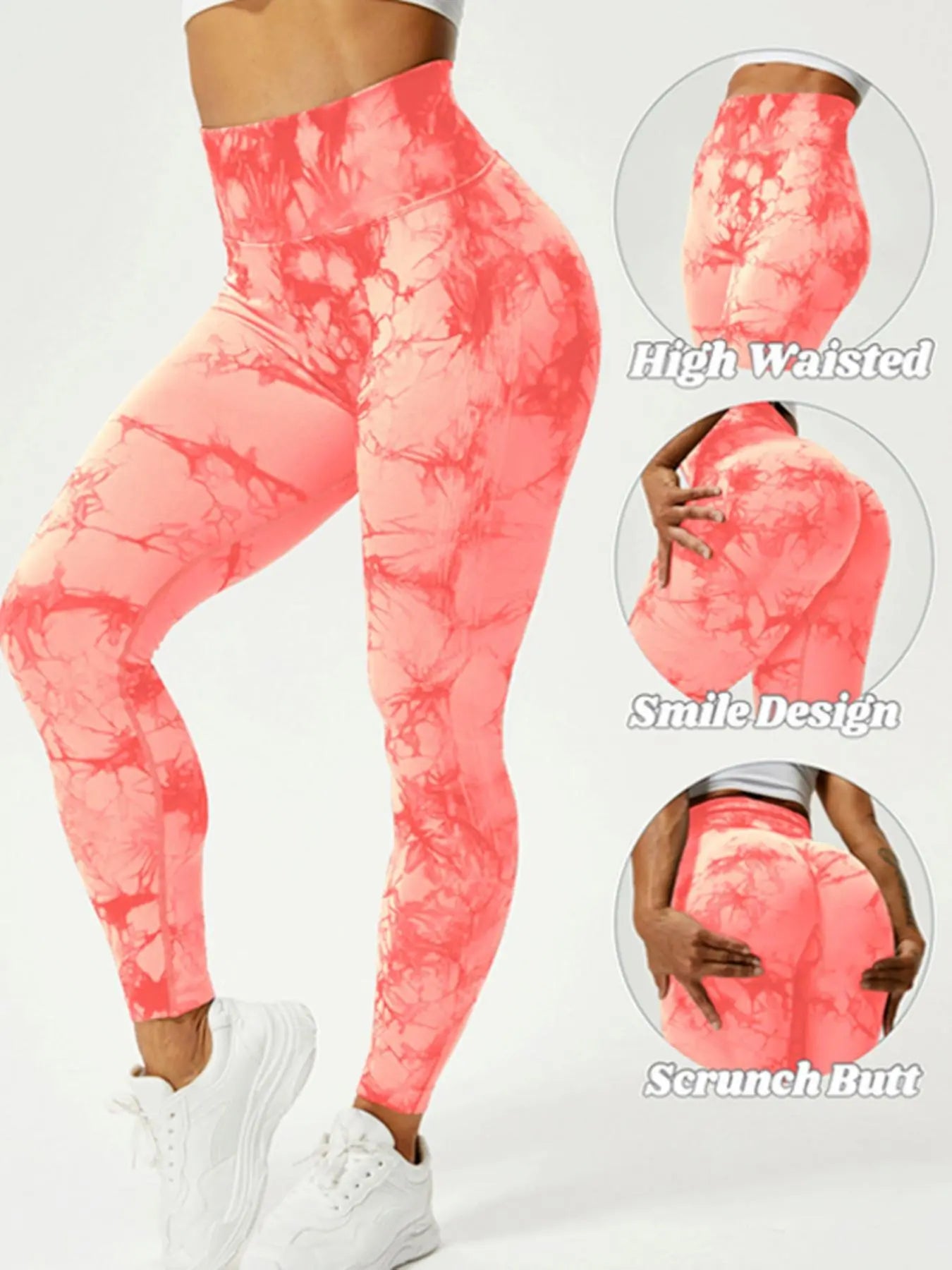 Women's High Waist Tie Dye Yoga Pants - Breathable Fitted Leggings, Seamless Stretch Workout Tights, Plus Size Options Available