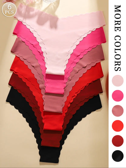 Seamless Scallop Trim Women's Panties - Comfortable, Breathable, Antibacterial Underwear in Casual Style