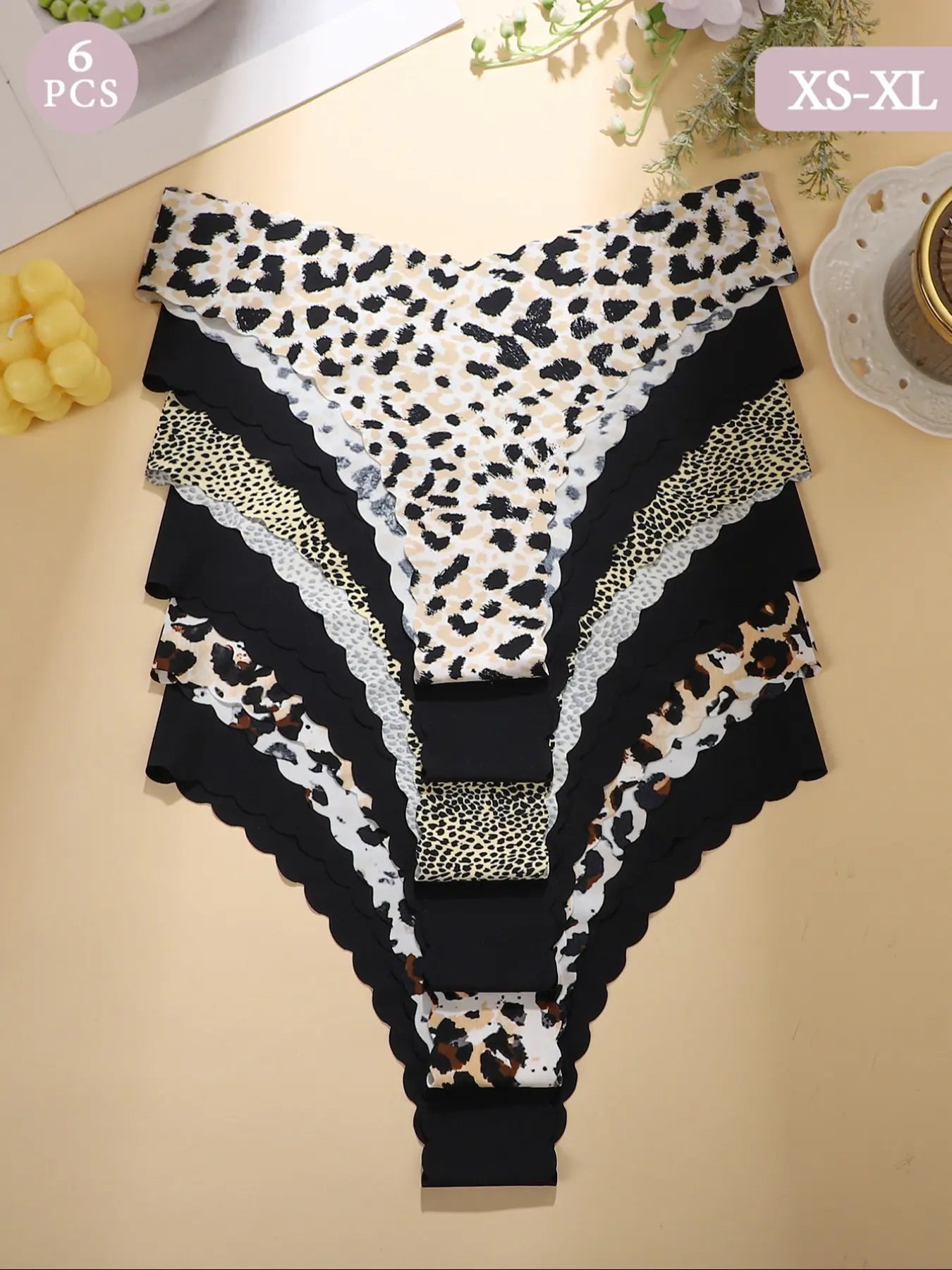 Seamless Scallop Trim Women's Panties - Comfortable, Breathable, Antibacterial Underwear in Casual Style